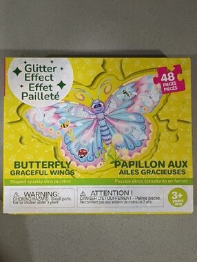 Butterfly Graceful Wings 48-Piece Kids Puzzle - Blue & Pink
